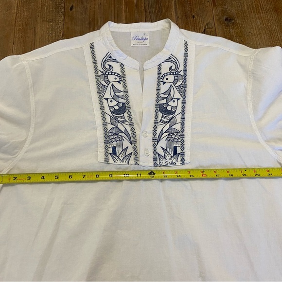 PENELOPE White Embroidered Boho Cotton Shirt Embroidered Bird Design XL - Picture 3 of 6